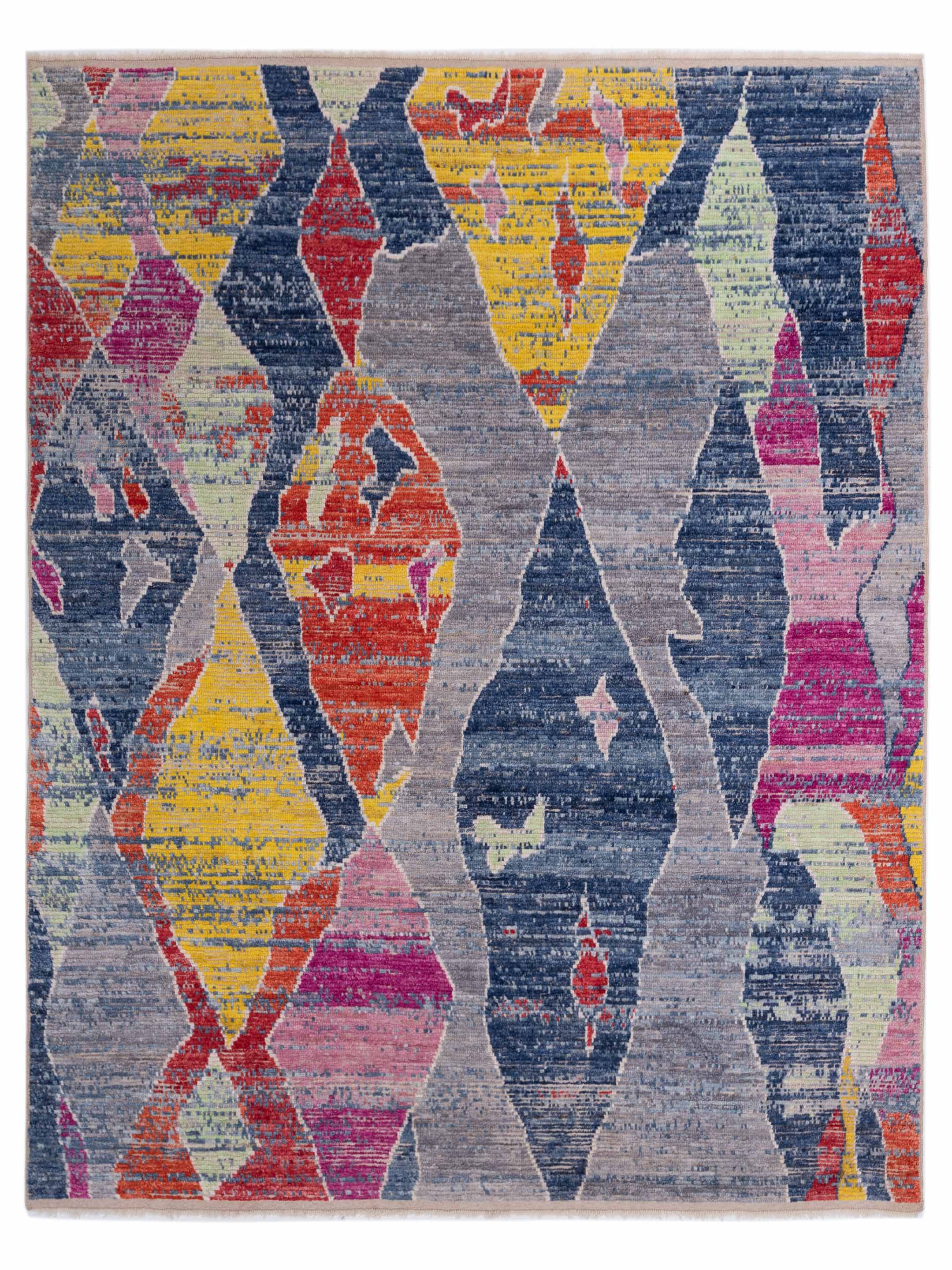 Multi color hand-knotted contemporary area rug	
